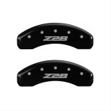 MGP 4 Caliper Covers Engraved Front Gen 5/Camaro Engraved Rear Gen 5/Z28 Black finish silver ch thumbnail 3