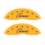 MGP 4 Caliper Covers Engraved Front Gen 5/Camaro Engraved Rear Gen 5/Z28 Yellow finish black ch thumbnail 1
