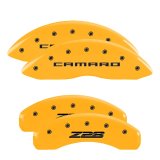 MGP 4 Caliper Covers Engraved Front Gen 5/Camaro Engraved Rear Gen 5/Z28 Yellow finish black ch thumbnail 6