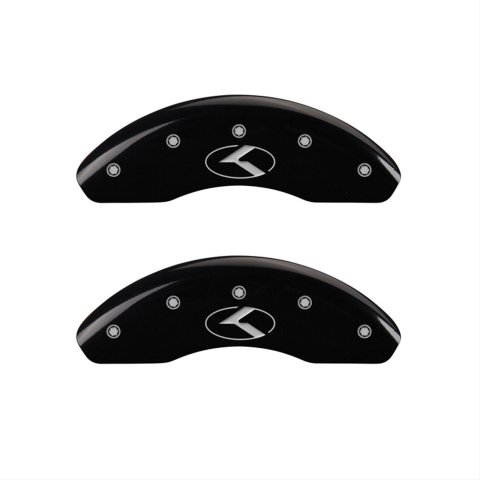 MGP 4 Caliper Covers Engraved Front & Rear Circle K/Kia Black finish silver ch thumbnail 1