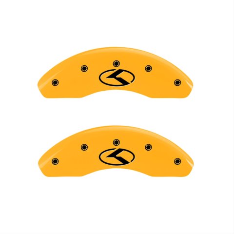 MGP 4 Caliper Covers Engraved Front & Rear Circle K/Kia Yellow finish black ch thumbnail 1