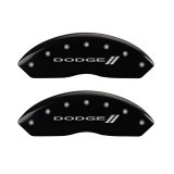 MGP 4 Caliper Covers Engraved Front & Rear With stripes/Dodge Black finish silver ch thumbnail 1