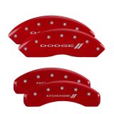 MGP 4 Caliper Covers Engraved Front & Rear With stripes/Dodge Red finish silver ch thumbnail 5