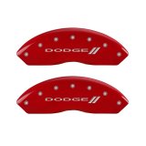 MGP 4 Caliper Covers Engraved Front & Rear With stripes/Dodge Red finish silver ch thumbnail 7