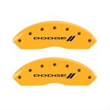 MGP 4 Caliper Covers Engraved Front & Rear With stripes/Dodge Yellow finish black ch thumbnail 1