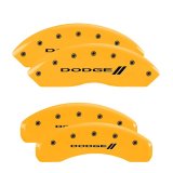 MGP 4 Caliper Covers Engraved Front & Rear With stripes/Dodge Yellow finish black ch thumbnail 3