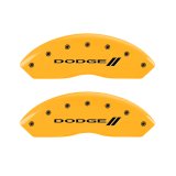 MGP 4 Caliper Covers Engraved Front & Rear With stripes/Dodge Yellow finish black ch thumbnail 6