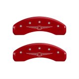 MGP 4 Caliper Covers Engraved Front & Rear Style 1/Chrysler Wing Red finish silver ch thumbnail 2