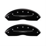 MGP 4 Caliper Covers Engraved Front & Rear Style 2/Chrysler Wing Black finish silver ch thumbnail 1