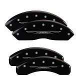 MGP 4 Caliper Covers Engraved Front & Rear Style 2/Chrysler Wing Black finish silver ch thumbnail 3