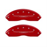 MGP 4 Caliper Covers Engraved Front & Rear Style 2/Chrysler Wing Red finish silver ch thumbnail 1