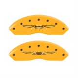 MGP 4 Caliper Covers Engraved Front & Rear Style 2/Chrysler Wing Yellow finish black ch thumbnail 2