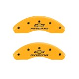 MGP Front set 2 Caliper Covers Engraved Front Chevy racing Yellow finish black ch thumbnail 4