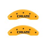 MGP Front set 2 Caliper Covers Engraved Front Cruze Yellow finish black ch thumbnail 2