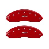 MGP Front set 2 Caliper Covers Engraved Front MGP Red finish silver ch thumbnail 1