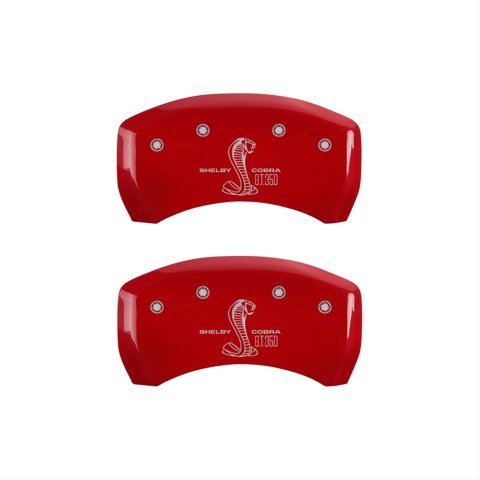 MGP Rear set 2 Caliper Covers Engraved Rear GT350 Shelby & Cobra Red finish silver ch thumbnail 1
