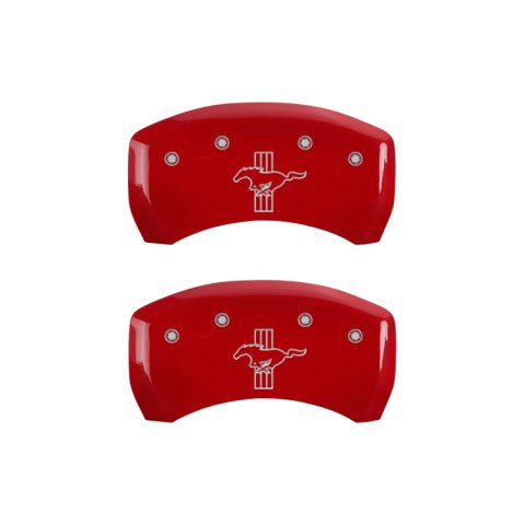 MGP Rear set 2 Caliper Covers Engraved Rear GT350 Shelby & Cobra Red finish silver ch thumbnail 6