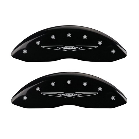 MGP 4 Caliper Covers Engraved Front & Rear Style 2/Chrysler Wing Black finish silver ch