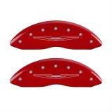 MGP 4 Caliper Covers Engraved Front & Rear Style 2/Chrysler Wing Red finish silver ch thumbnail 1
