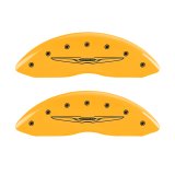 MGP 4 Caliper Covers Engraved Front & Rear Style 2/Chrysler Wing Yellow finish black ch thumbnail 5