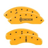 MGP 4 Caliper Covers Engraved Front Lincoln Engraved Rear Star logo Yellow finish black ch thumbnail 3