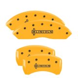 MGP 4 Caliper Covers Engraved Front Lincoln Engraved Rear Star logo Yellow finish black ch thumbnail 7
