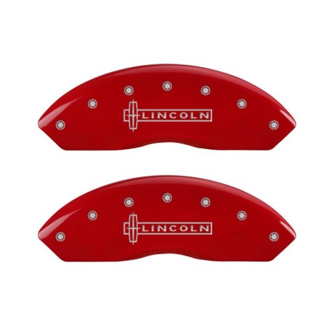 MGP 4 Caliper Covers Engraved Front Lincoln Engraved Rear MKX Red finish silver ch thumbnail 7