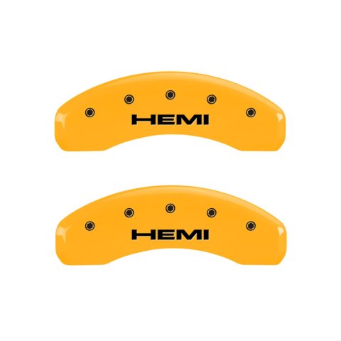 MGP 4 Caliper Covers Engraved Front & Rear Hemi Yellow finish black ch