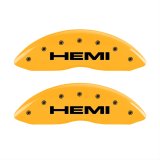 MGP 4 Caliper Covers Engraved Front & Rear Hemi Yellow finish black ch thumbnail 2