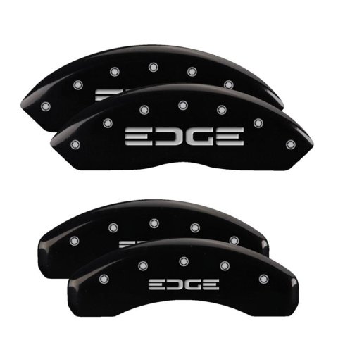 MGP 4 Caliper Covers Engraved Front & Rear Edge Black finish silver ch thumbnail 3