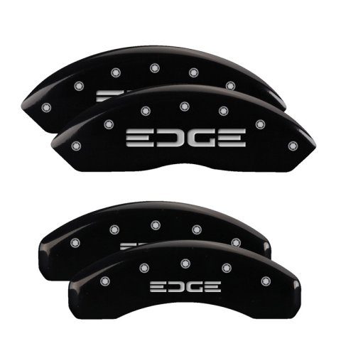 MGP 4 Caliper Covers Engraved Front & Rear Edge Black finish silver ch thumbnail 1