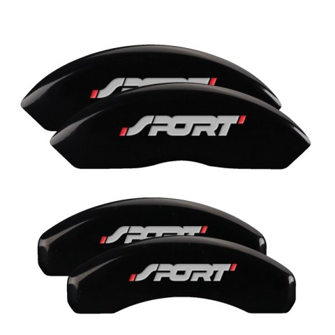 MGP 4 Caliper Covers Engraved Front & Rear Edge Black finish silver ch thumbnail 3