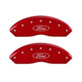 MGP 4 Caliper Covers Engraved Front & Rear Oval logo/Ford Red finish silver ch thumbnail 4