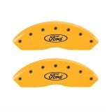 MGP 4 Caliper Covers Engraved Front & Rear Oval logo/Ford Yellow finish black ch thumbnail 1