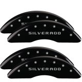 MGP 4 Caliper Covers Engraved Front & Rear Silverado Black finish silver ch thumbnail 5