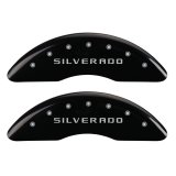MGP 4 Caliper Covers Engraved Front & Rear Silverado Black finish silver ch thumbnail 7