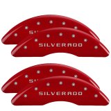 MGP 4 Caliper Covers Engraved Front & Rear Silverado Red finish silver ch thumbnail 3