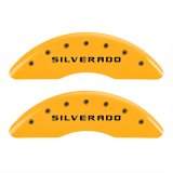 MGP 4 Caliper Covers Engraved Front & Rear Silverado Yellow finish black ch thumbnail 1
