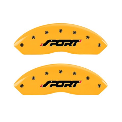 MGP 4 Caliper Covers Engraved Front & Rear SPORT Yellow finish black ch