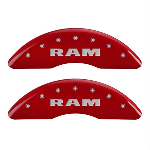 MGP 4 Caliper Covers Engraved Front & Rear RAM Red finish silver ch thumbnail 1