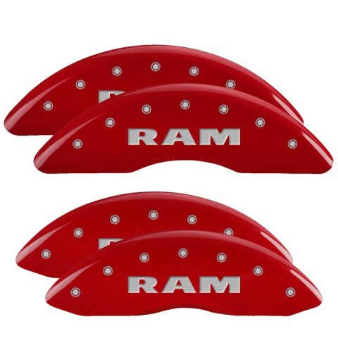 MGP 4 Caliper Covers Engraved Front & Rear RAM Red finish silver ch thumbnail 5