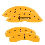 MGP 4 Caliper Covers Engraved Front Lincoln Engraved Rear Star logo Yellow finish black ch thumbnail 6