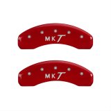 MGP 4 Caliper Covers Engraved Front Lincoln Engraved Rear MKT Red finish silver ch thumbnail 2