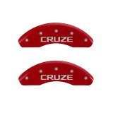 MGP 4 Caliper Covers Engraved Front & Rear Cruze Red finish silver ch thumbnail 4