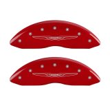 MGP 4 Caliper Covers Engraved Front & Rear Style 2/Chrysler Wing Red finish silver ch thumbnail 6