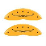 MGP 4 Caliper Covers Engraved Front & Rear Style 2/Chrysler Wing Yellow finish black ch thumbnail 1