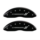 MGP 4 Caliper Covers Engraved Front & Rear With stripes/Charger Black finish silver ch thumbnail 1