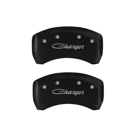 MGP 4 Caliper Covers Engraved Front & Rear Cursive/Charger Red finish silver ch thumbnail 7