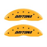 MGP 4 Caliper Covers Engraved Front & Rear Daytona Yellow finish black ch thumbnail 1