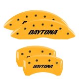 MGP 4 Caliper Covers Engraved Front & Rear Daytona Yellow finish black ch thumbnail 3